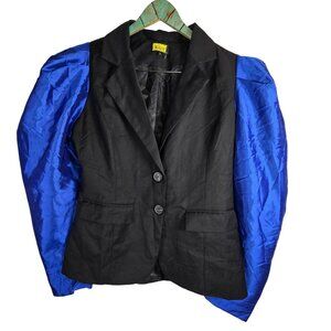 Love Highlight Blue Puff Sleeve Blazer, Sz L, NWOT